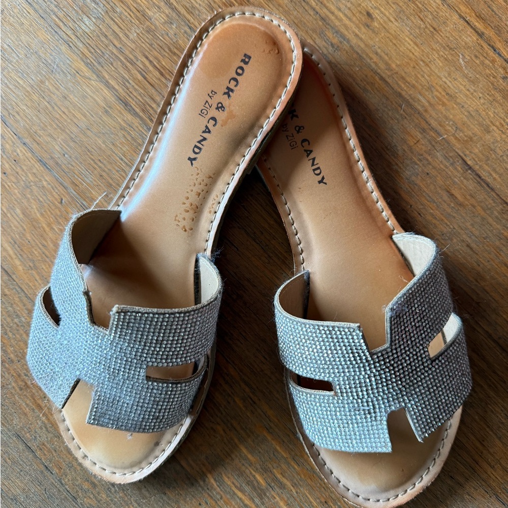 Rock & Candy Gray Sandals with Espadrille-Inspired Sole